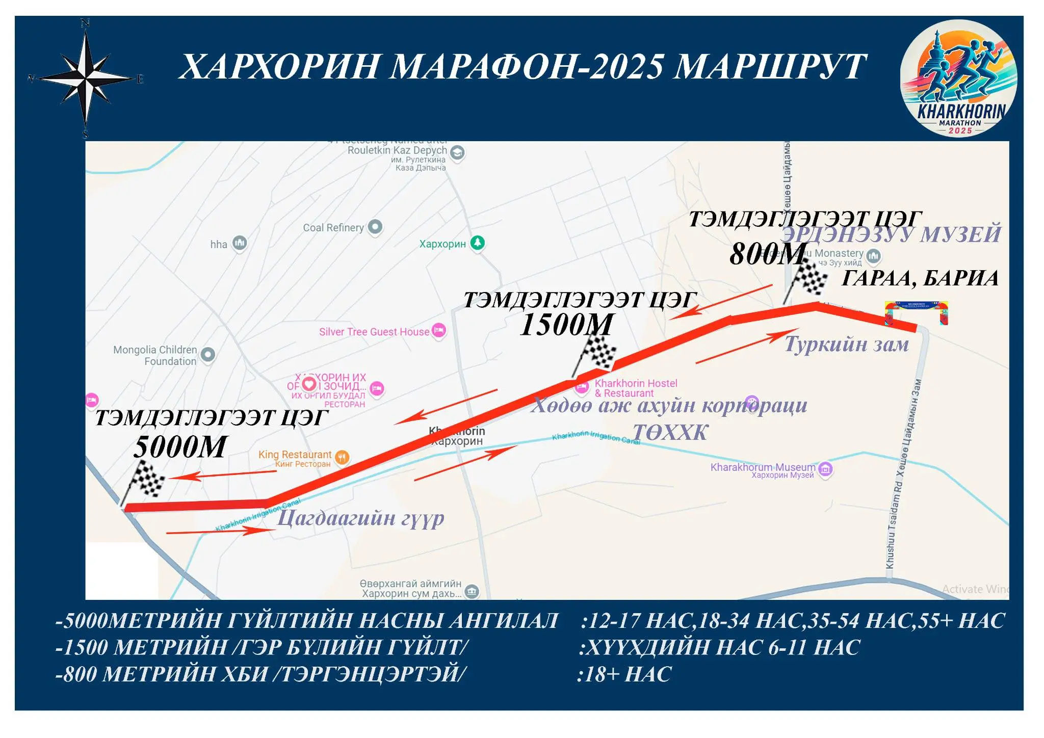 "ХАРХОРИН МАРАФОН-2025" ГҮЙЛТИЙН МАРШРУТ