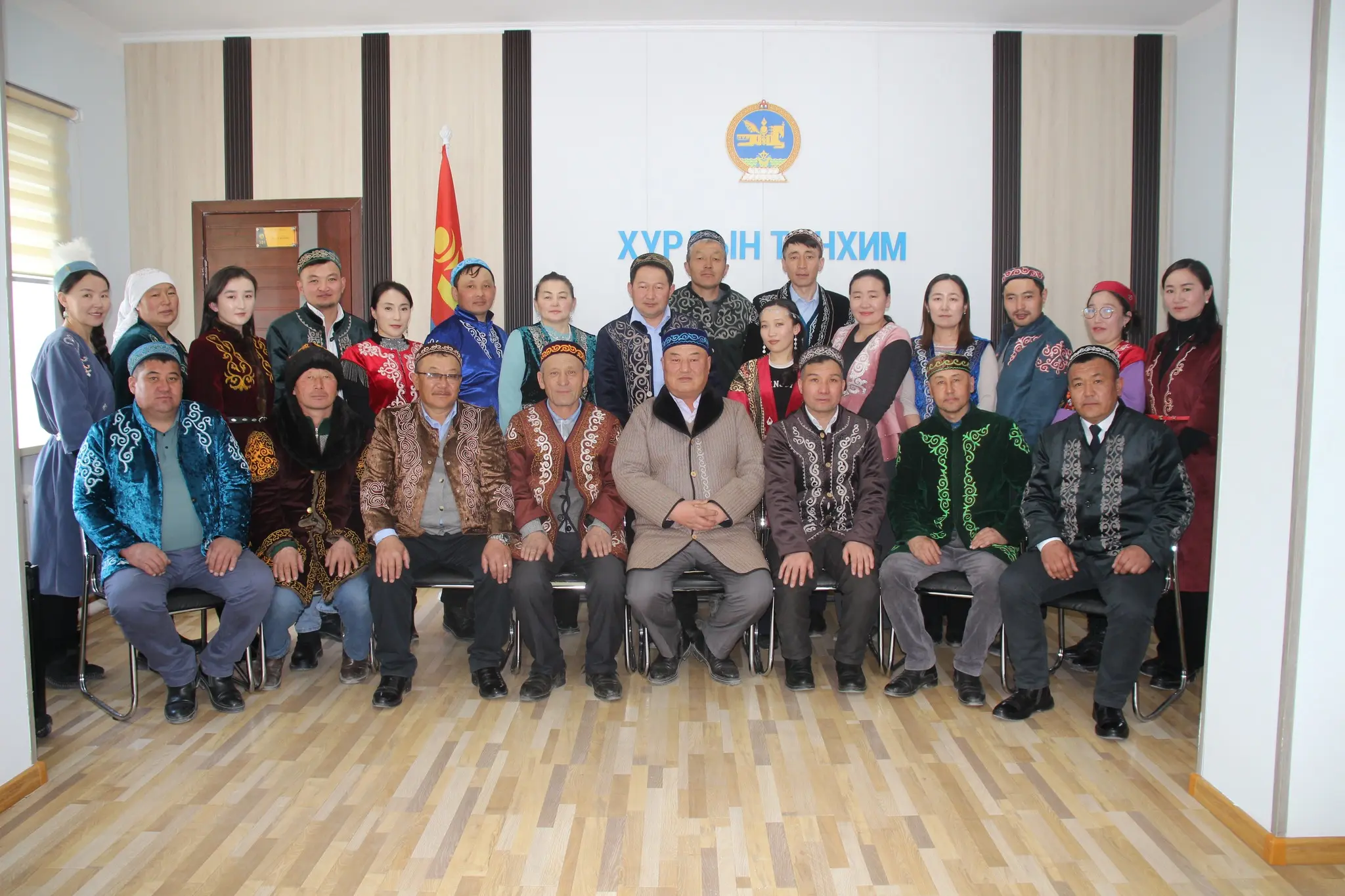Employees of the Deluun Soum Governor's Office dressed in national costumes to celebrate Nauryz