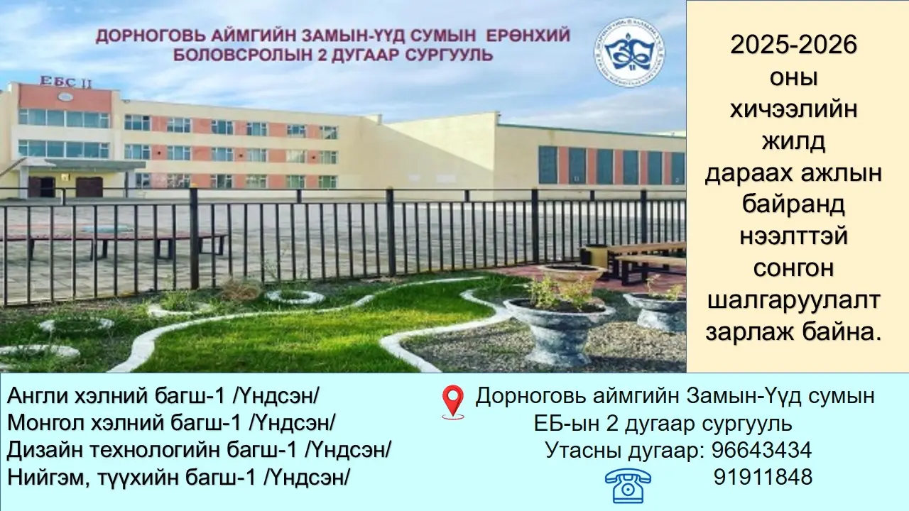 Ажлын байрны сур орон тооны талаарх мэдээлэл