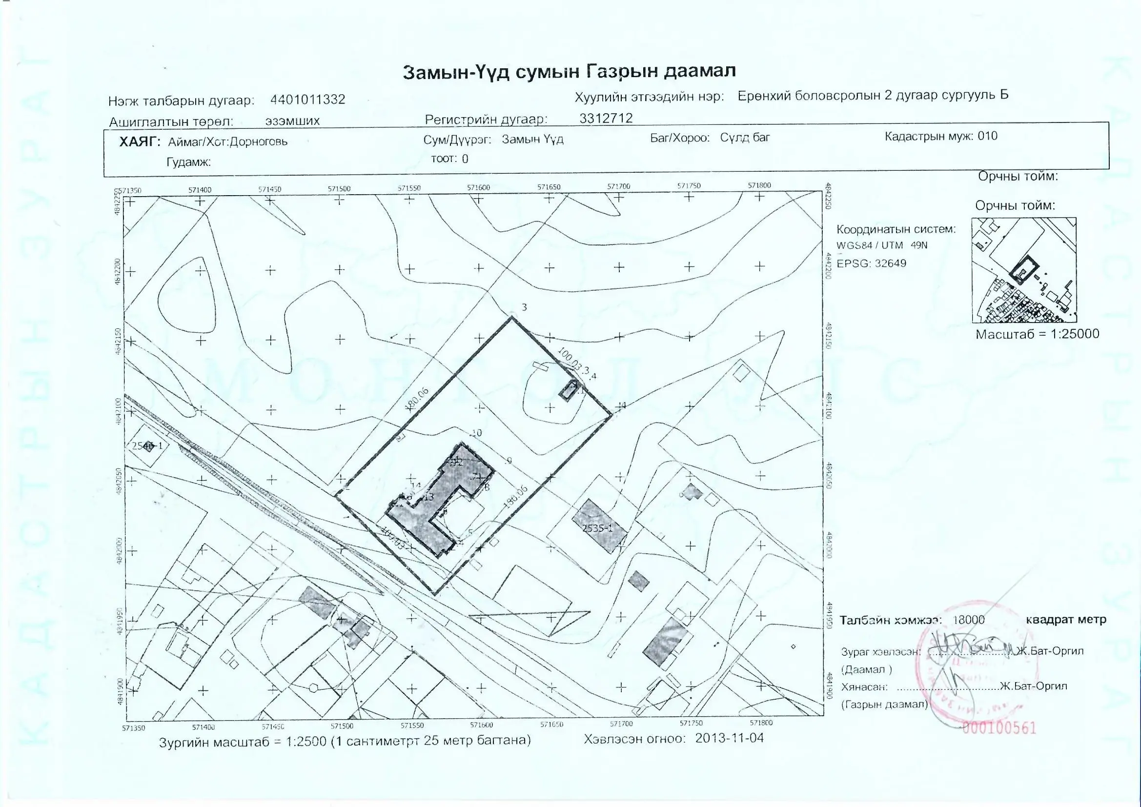 Мэдээлэл хариуцагчийн эзэмшиж байгаа газрын мэдээлэл
